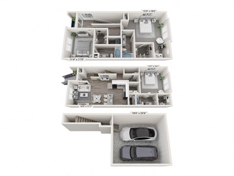 a floor plan of a 3 bedroom apartment at Brownstones at Palisade Park Townhomes, Colorado